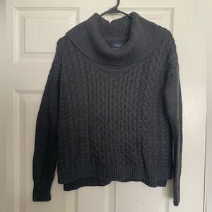American Eagle Outfitters Cropped Dark Gray Cowl Turtle Neck Sweater size Small